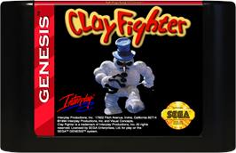 Cartridge artwork for Clay Fighter on the Sega Genesis.