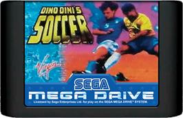 Cartridge artwork for Dino Dini's Soccer on the Sega Genesis.