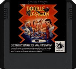 Cartridge artwork for Double Dragon on the Sega Genesis.