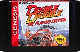 Cartridge artwork for Double Dribble: The Playoff Edition on the Sega Genesis.
