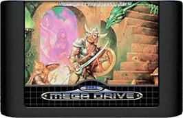 Cartridge artwork for Dungeons & Dragons: Warriors of the Eternal Sun on the Sega Genesis.