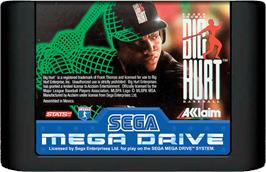 Cartridge artwork for Frank Thomas Big Hurt Baseball on the Sega Genesis.