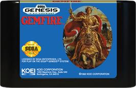 Cartridge artwork for Gemfire on the Sega Genesis.