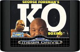 Cartridge artwork for George Foreman's KO Boxing on the Sega Genesis.