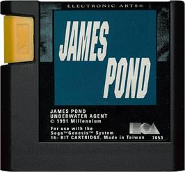 Cartridge artwork for James Pond on the Sega Genesis.