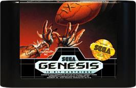 Cartridge artwork for Jerry Glanville's Pigskin Footbrawl on the Sega Genesis.