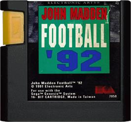 Cartridge artwork for John Madden Football '92 on the Sega Genesis.