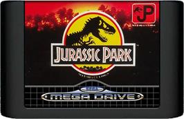 Cartridge artwork for Jurassic Park on the Sega Genesis.