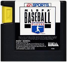 Cartridge artwork for MLBPA Baseball on the Sega Genesis.