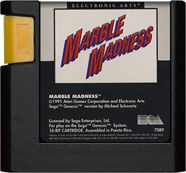 Cartridge artwork for Marble Madness on the Sega Genesis.