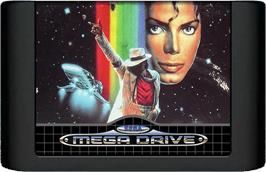 Cartridge artwork for Michael Jackson's Moonwalker on the Sega Genesis.