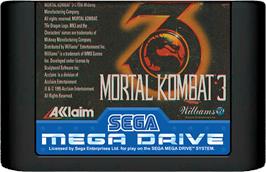 Cartridge artwork for Mortal Kombat 3 on the Sega Genesis.