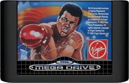 Cartridge artwork for Muhammad Ali Heavyweight Boxing on the Sega Genesis.