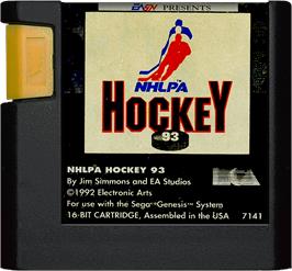 Cartridge artwork for NHLPA Hockey '93 on the Sega Genesis.
