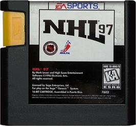 Cartridge artwork for NHL '97 on the Sega Genesis.