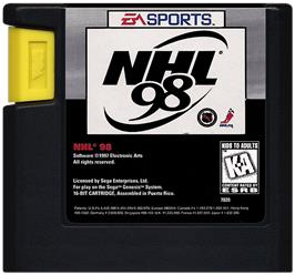 Cartridge artwork for NHL '98 on the Sega Genesis.