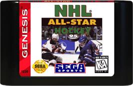 Cartridge artwork for NHL All-Star Hockey '95 on the Sega Genesis.