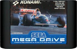 Cartridge artwork for Nigel Mansell's World Championship on the Sega Genesis.