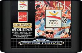 Cartridge artwork for Olympic Gold: Barcelona '92 on the Sega Genesis.