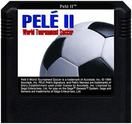 Cartridge artwork for Pelé II: World Tournament Soccer on the Sega Genesis.