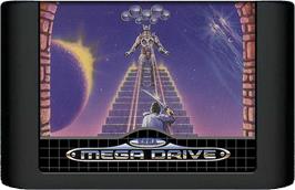 Cartridge artwork for Phantasy Star 3: Generations of Doom on the Sega Genesis.