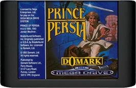 Cartridge artwork for Prince of Persia on the Sega Genesis.