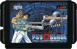 Cartridge artwork for Psy-O-Blade on the Sega Genesis.