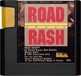 Cartridge artwork for Road Rash on the Sega Genesis.