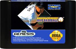 Cartridge artwork for Roger Clemens' MVP Baseball on the Sega Genesis.