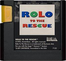 Cartridge artwork for Rolo to the Rescue on the Sega Genesis.