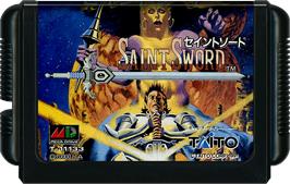 Cartridge artwork for Saint Sword on the Sega Genesis.