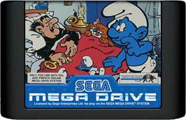 Cartridge artwork for Smurfs, The on the Sega Genesis.