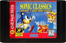 Cartridge artwork for Sonic Classics on the Sega Genesis.
