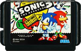 Cartridge artwork for Sonic The Hedgehog 3 on the Sega Genesis.
