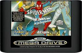 Cartridge artwork for Spider-Man: The Animated Series on the Sega Genesis.