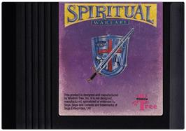Cartridge artwork for Spiritual Warfare on the Sega Genesis.