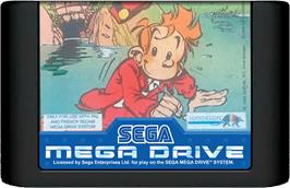 Cartridge artwork for Spirou on the Sega Genesis.