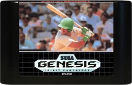 Cartridge artwork for Sports Talk Baseball on the Sega Genesis.