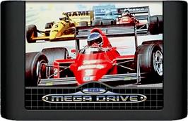 Cartridge artwork for Super Monaco GP on the Sega Genesis.