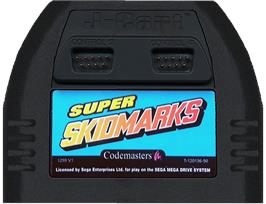 Cartridge artwork for Super Skidmarks on the Sega Genesis.