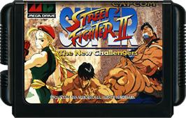 Cartridge artwork for Super Street Fighter II - The New Challengers on the Sega Genesis.