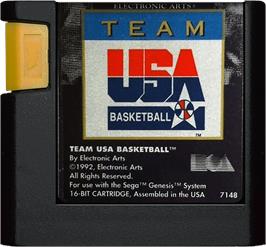Cartridge artwork for Team USA Basketball on the Sega Genesis.