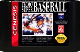 Cartridge artwork for Tecmo Super Baseball on the Sega Genesis.