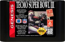 Cartridge artwork for Tecmo Super Bowl III: Final Edition on the Sega Genesis.