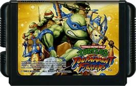 Cartridge artwork for Teenage Mutant Ninja Turtles: Tournament Fighters on the Sega Genesis.