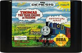 Cartridge artwork for Thomas the Tank Engine & Friends on the Sega Genesis.