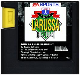 Cartridge artwork for Tony La Russa Baseball on the Sega Genesis.