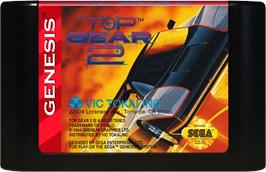 Cartridge artwork for Top Gear 2 on the Sega Genesis.