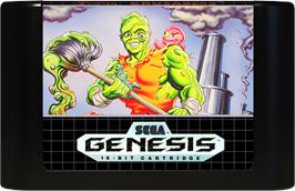 Cartridge artwork for Toxic Crusaders on the Sega Genesis.