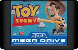 Cartridge artwork for Toy Story on the Sega Genesis.